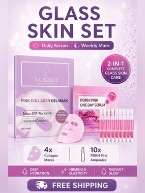 Korean Skincare Bundle Set Serum Mask Glass Skin K-Beauty Collagen PDRN VOBIKO